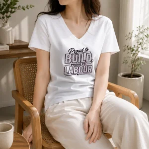 Hot Pretty Labour Day Pride Line Art For Builders V-Neck Shirt
