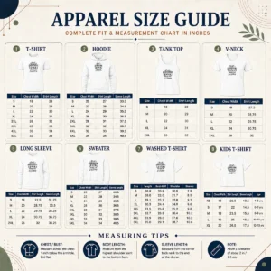 Size chart for Hot Pretty Grandparents Day Thank You Gift Line Art with measurements in inches and cm to help choose the right fit