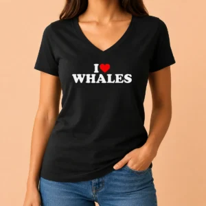 Happy Nice Funny I Love Whales V-Neck Shirt