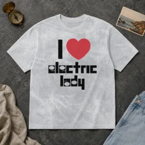 Hot Nice I Love Electric Lady Jimi Hendrix Rock Music Washed T-Shirt