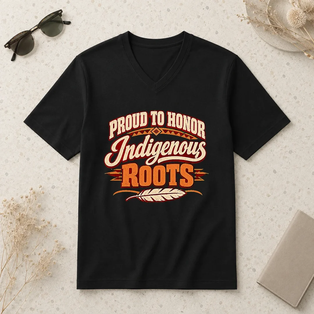 top-awesome-bold-indigenous-peoples-day-pride-statement-v-neck-shirt Top Awesome Bold Indigenous Peoples Day Pride Statement V-Neck Shirt