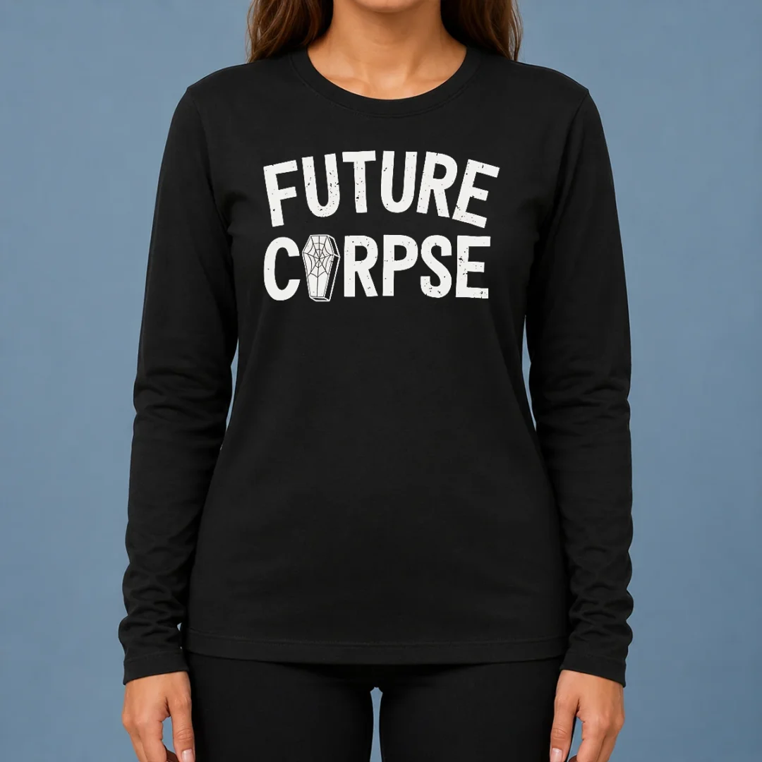 top-funny-distressed-future-corpse-with-coffin-goth-long-sleeve-shirt Top Funny Distressed Future Corpse With Coffin Goth Long Sleeve Shirt