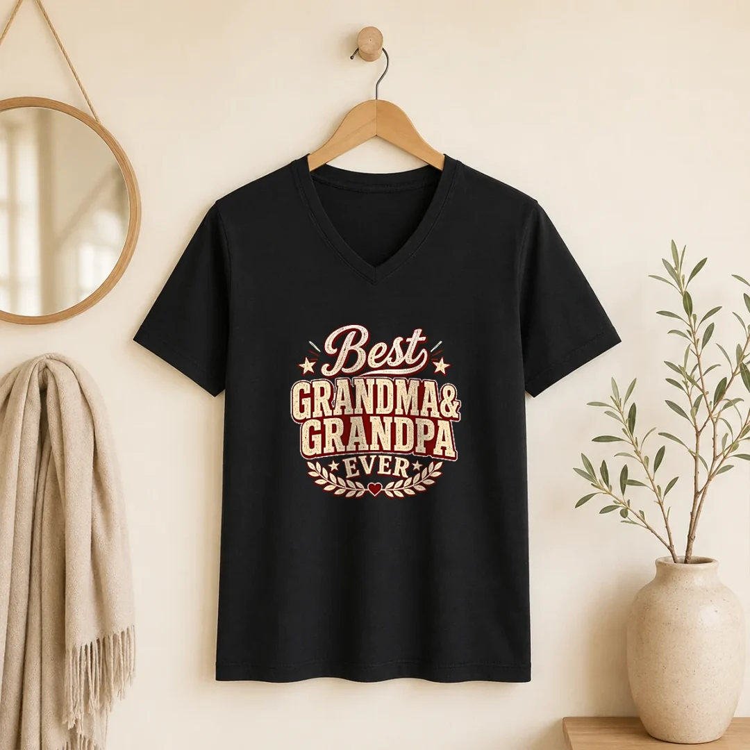 top-grandparents-day-best-ever-vintage-vector-v-neck-shirt Top Grandparents Day Best Ever Vintage Vector V-Neck Shirt