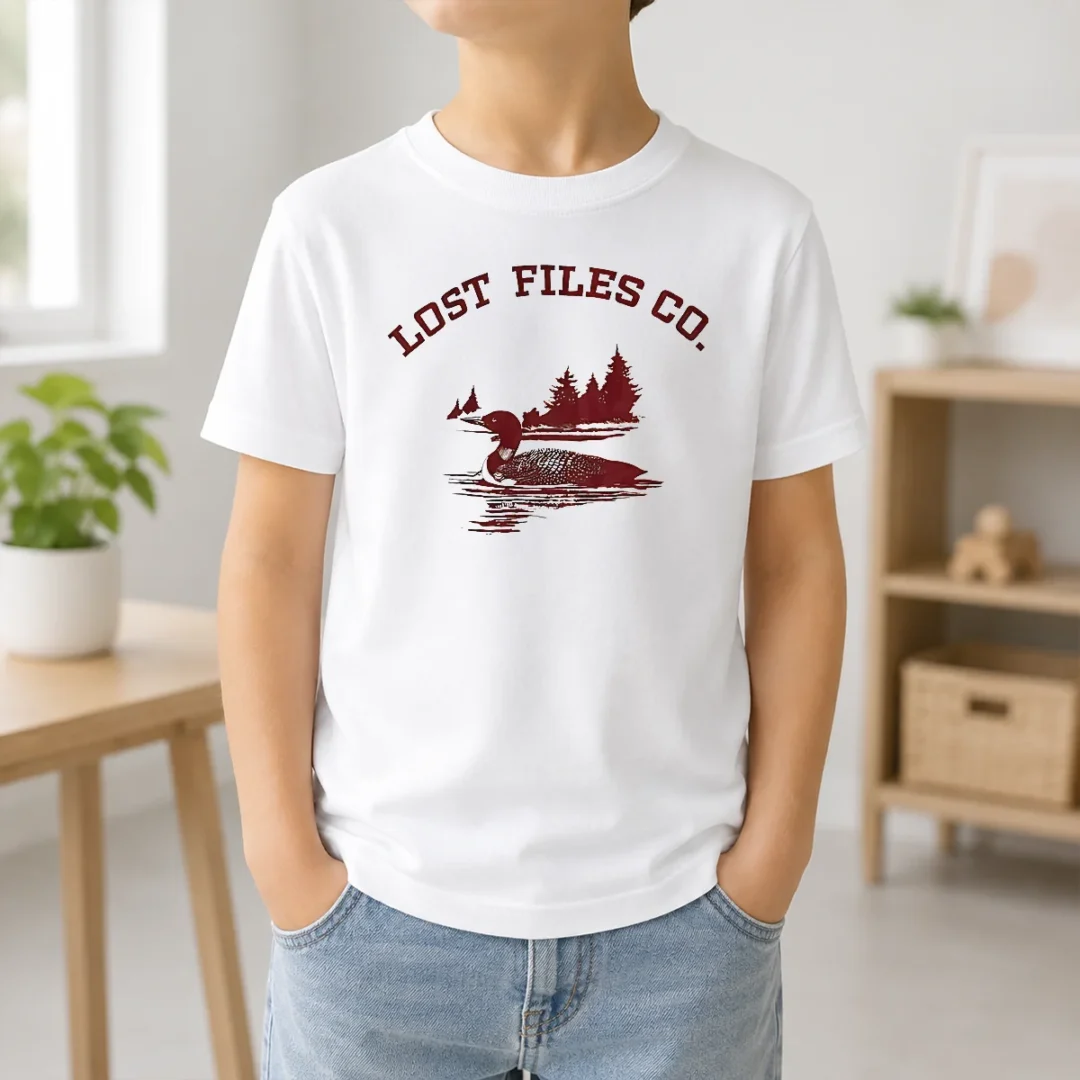 top-loon-bird-on-lake-forest-lost-files-co-kids-t-shirt