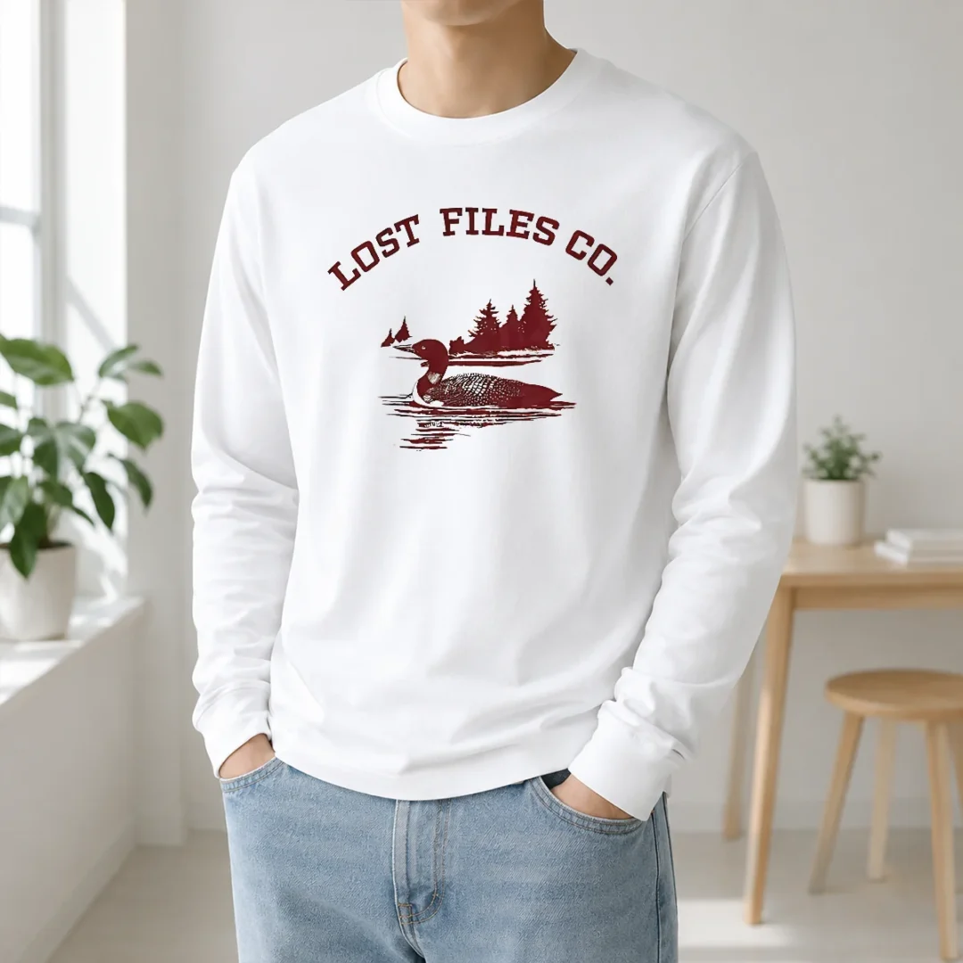 Top Loon Bird On Lake Forest Lost Files Co Long Sleeve Shirt Top Loon Bird On Lake Forest Lost Files Co Long Sleeve Shirt