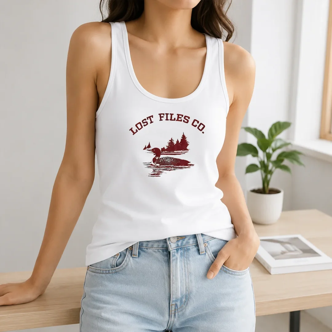 Top Loon Bird On Lake Forest Lost Files Co Tank Top Top Loon Bird On Lake Forest Lost Files Co Tank Top