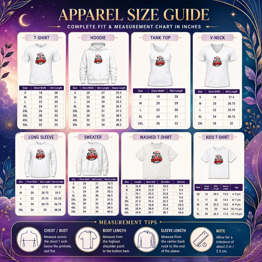 top-nice-labour-day-workers-silhouette-fist-wrench-grunge-size-chart Size chart for Top Nice Labour Day Workers Silhouette Fist Wrench Grunge with measurements in inches and cm to help choose the right fit