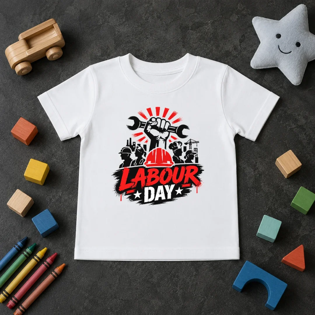 Top Official Labour Day Workers Silhouette Fist Wrench Grunge Kids T Shirt Top Official Labour Day Workers Silhouette Fist Wrench Grunge Kids T-Shirt