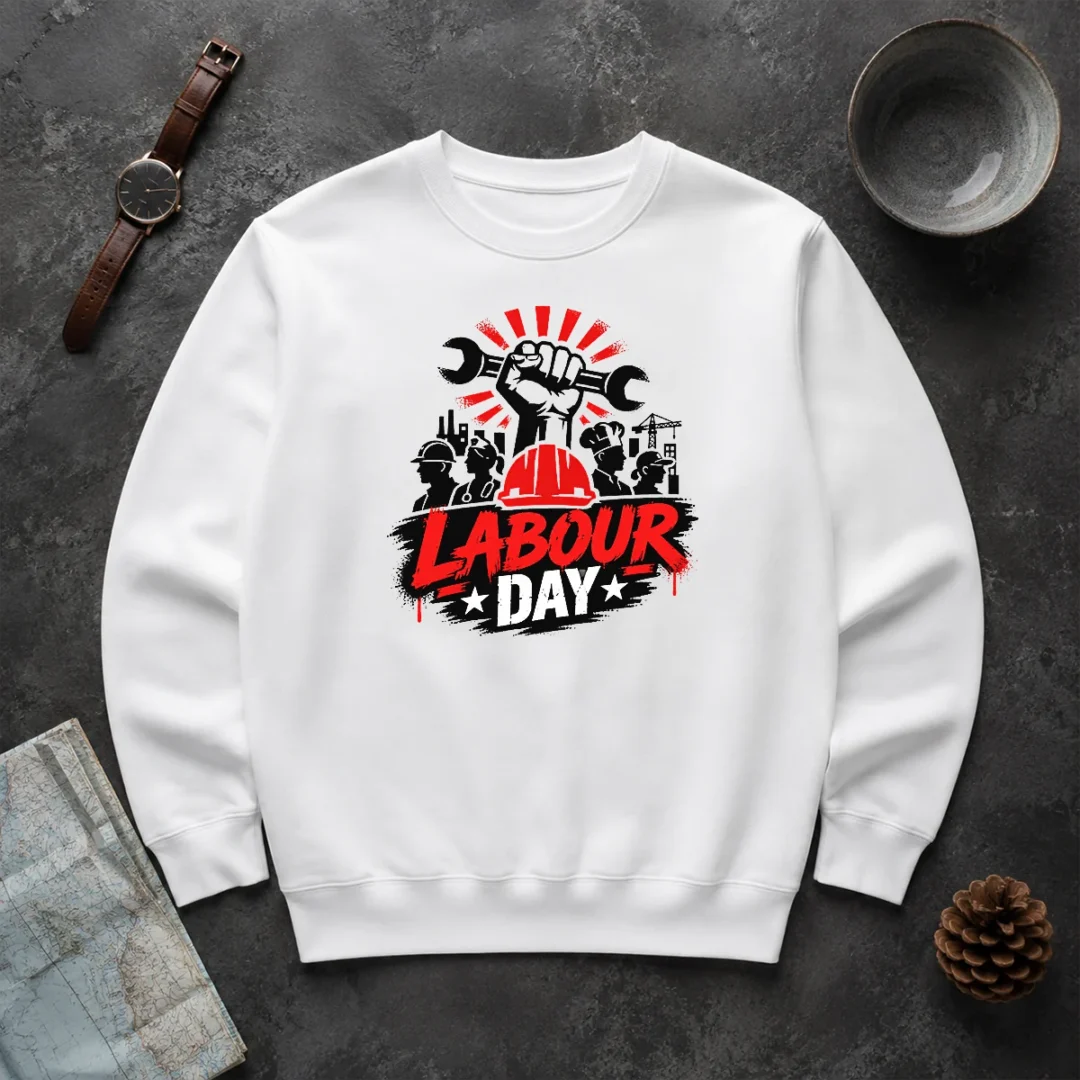 Top Official Labour Day Workers Silhouette Fist Wrench Grunge Sweater Top Official Labour Day Workers Silhouette Fist Wrench Grunge Sweater