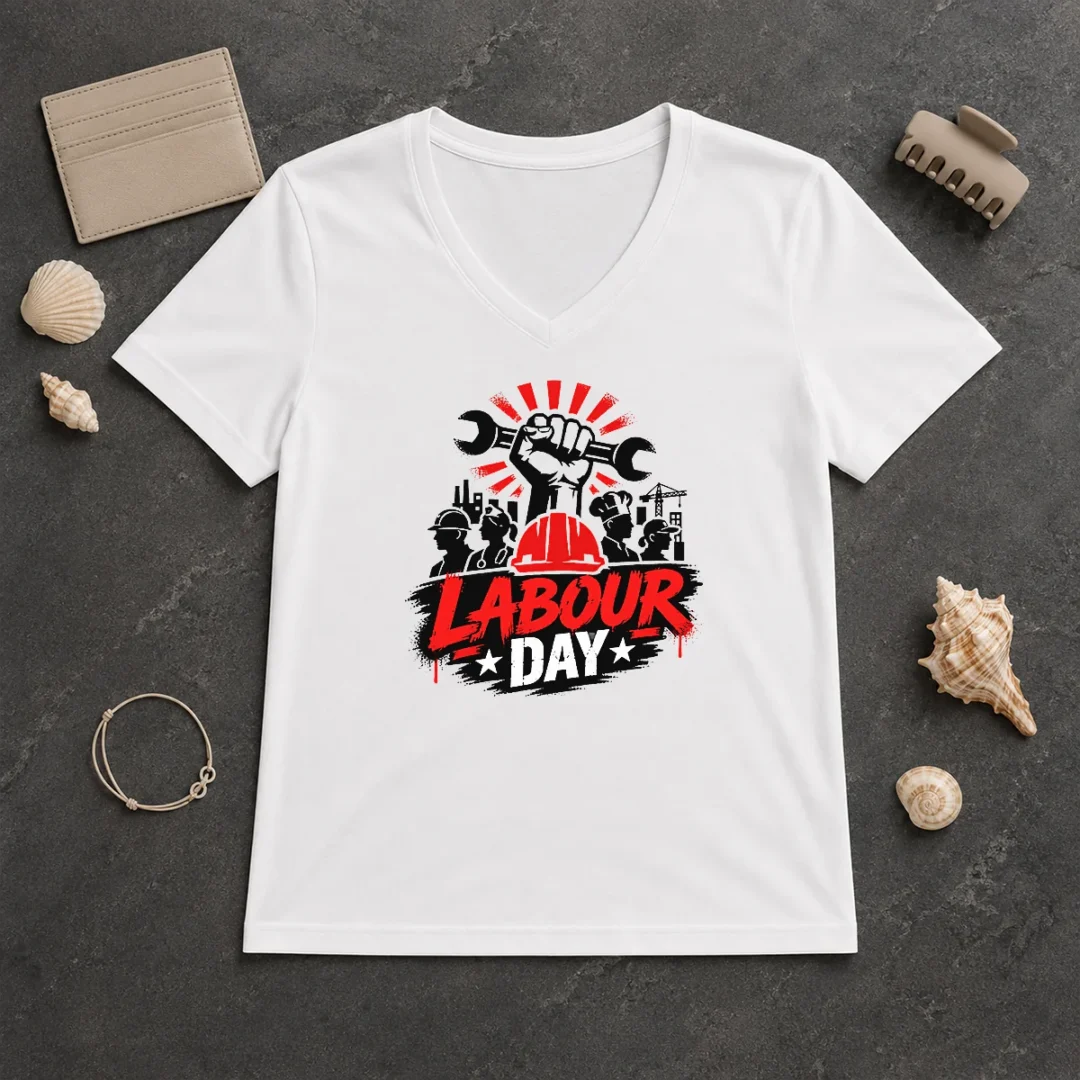 Top Official Labour Day Workers Silhouette Fist Wrench Grunge V Neck Shirt Top Official Labour Day Workers Silhouette Fist Wrench Grunge V-Neck Shirt