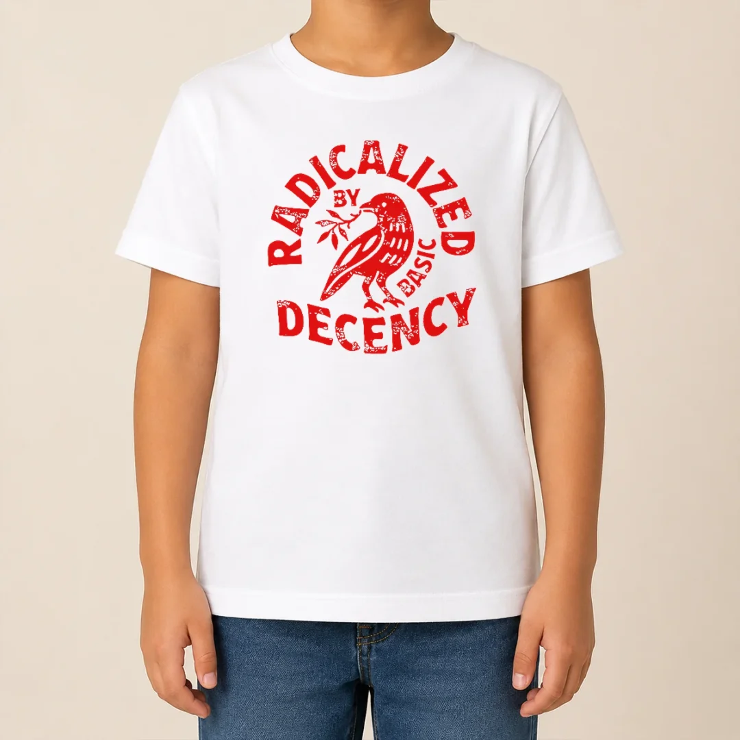 Top Radicalized By Basic Decency Distressed Bird Kids T Shirt Top Radicalized By Basic Decency Distressed Bird Kids T-Shirt