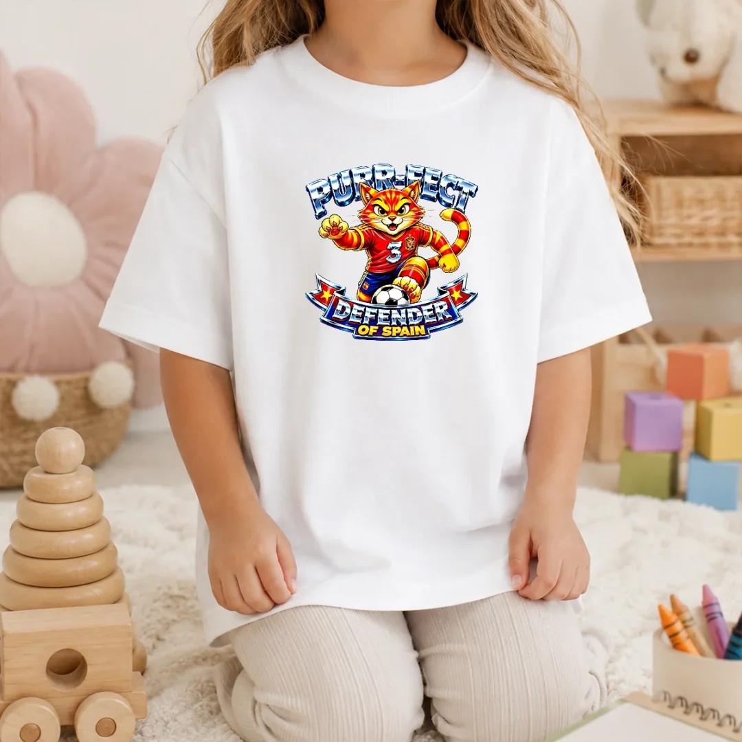 top-spain-soccer-cat-meme-purr-fect-defender-yk-kids-t-shirt Top Spain Soccer Cat Meme Purr Fect Defender YK Kids T-Shirt