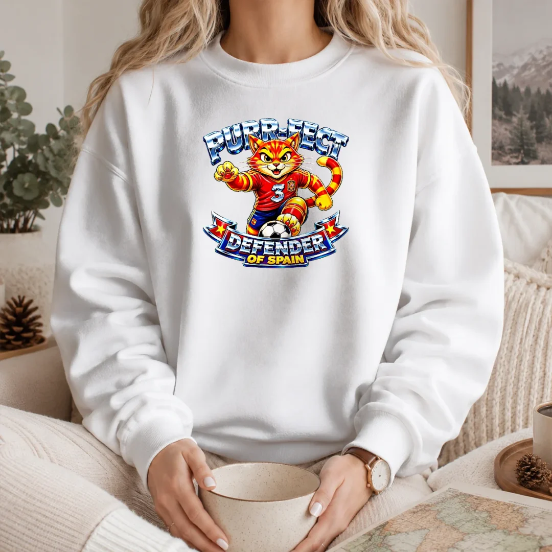 top-spain-soccer-cat-meme-purr-fect-defender-yk-sweater Top Spain Soccer Cat Meme Purr Fect Defender YK Sweater