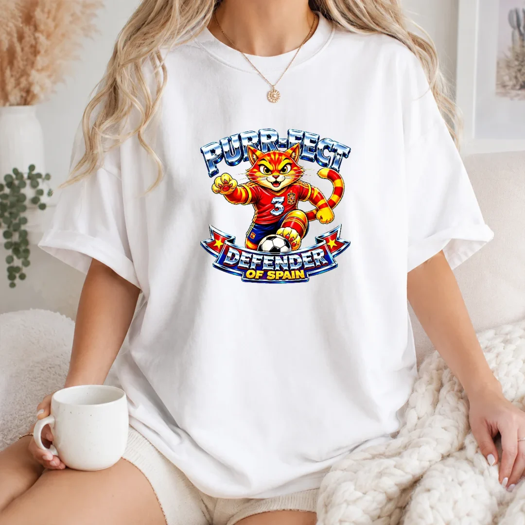 top-spain-soccer-cat-meme-purr-fect-defender-yk-t-shirt Top Spain Soccer Cat Meme Purr Fect Defender YK