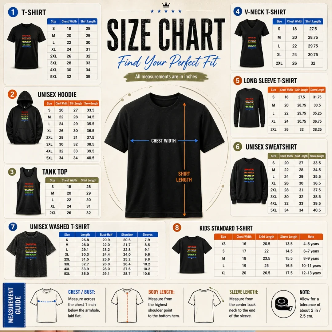 top-things-we-did-music-lyric-mashup-quote-song-lyrics-size-chart Size chart for Top Things We Did Music Lyric Mashup Quote Song Lyrics with measurements in inches and cm to help choose the right fit