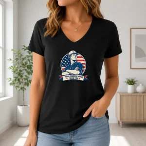 Awesome Hot Labour Day Minimalist Proud American Worker V-Neck Shirt