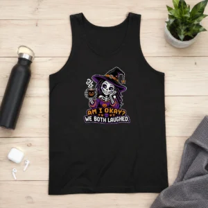 Official Halloween Coffee Skeleton Girl Pixel Tank Top