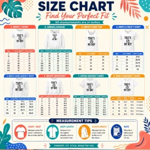 Size chart for Original That'S My Boy Soccer Proud Parent with measurements in inches and cm to help choose the right fit