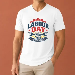 Hot Awesome Vintage Distressed Labour Day Honoring Builders Fist V-Neck Shirt