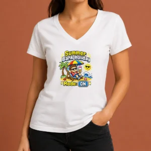 Funny Top Summer Bank Holiday Pixel Chillout V-Neck Shirt
