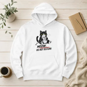 Hot Top Meow Do Not Disturb Grumpy Cat With Coffee Hoodie