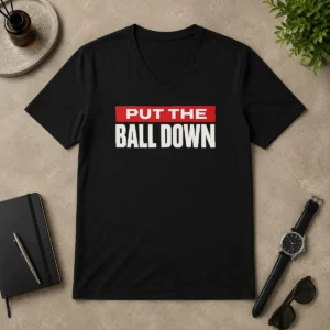 Premium Hot Put The Ball Down Football Sports Motivation V-Neck Shirt
