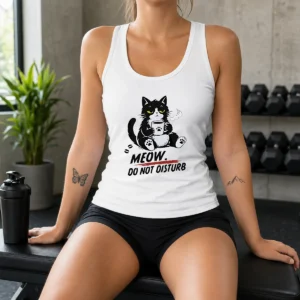 Official Meow Do Not Disturb Grumpy Cat With Coffee Tank Top