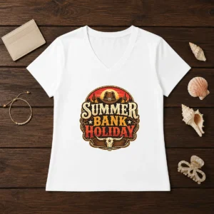 Good Western Cowboy Summer Bank Holiday Bull Skull Desert V-Neck Shirt