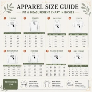 Size chart for Hot Pretty The Pussy Whisperer With Black Cat Silhouette with measurements in inches and cm to help choose the right fit