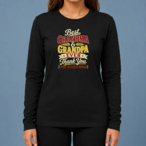 Original Grandparents Day Best Grandma Grandpa Typography Long Sleeve Shirt