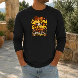 Original Grandparents Day Best Grandma Grandpa Ever Doodle Long Sleeve Shirt
