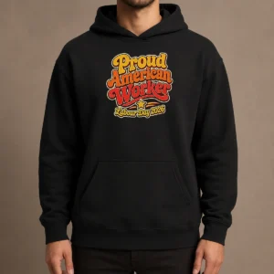 Nice Proud American Worker Labour Day 2026 Groovy Retro Hoodie