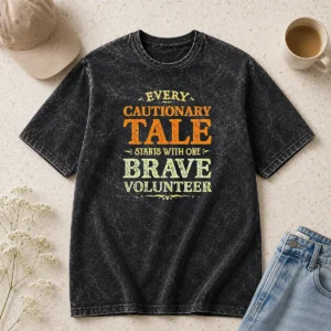 Premium Hot Every Cautionary Tale Starts With One Brave Volunteer Washed T-Shirt
