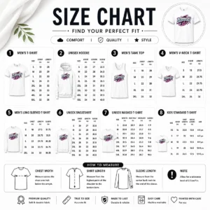 Size chart for Pretty Dubowsky Chrome Metallic Star Burst Pop Art Logo with measurements in inches and cm to help choose the right fit