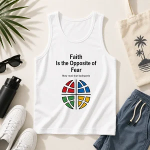 Awesome Faith Is The Opposite Of Fear Now Read That Backwards Tank Top