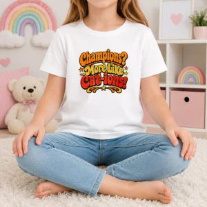 Awesome Soccer Cat Meme Funny Champions Groovy Retro Kids T-Shirt