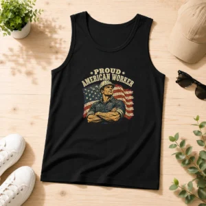 Premium Labour Day Proud American Worker Retro Distressed Tank Top