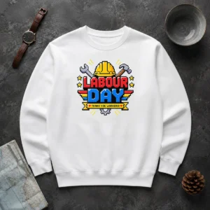 Hot Awesome Labour Day Pixel Art Thank You Workers Hard Hat Sweater