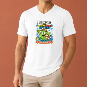 Pretty Nice Brain Biter Splash Pixel Survival V-Neck Shirt