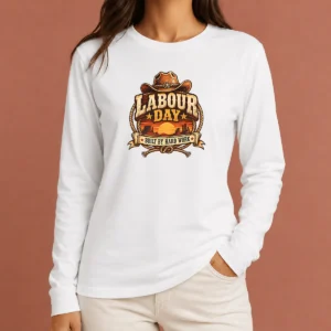 Happy Top Labour Day Built By Hard Work Desert Sunset Cowboy Long Sleeve Shirt