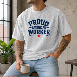 Awesome Labour Day Proud American Worker Minimalist Washed T-Shirt