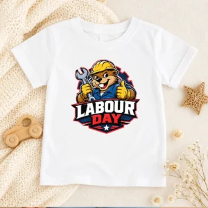 Original Awesome Beaver Mascot Labour Day Thumbs Up Wrench Kids T-Shirt