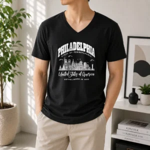 Pretty Awesome Philadelphia State Of Pennsylvania United States Of America Established In 1682 V-Neck Shirt
