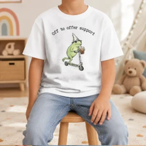 Official Good Support Staff Paraprofessional Back To School Frog Iced Coffee Kids T-Shirt
