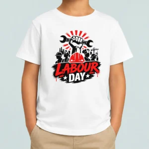Top Nice Labour Day Workers Silhouette Fist Wrench Grunge Kids T-Shirt