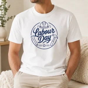 Premium Top Minimalist Line Art Labour Day Script