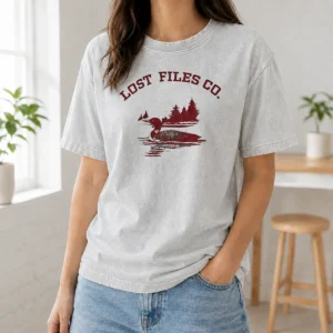 Top Loon Bird On Lake Forest Lost Files Co Washed T-Shirt