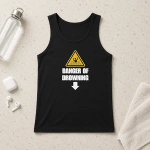 Hot Pretty Funny Danger Of Drowning Symbol Sign Water Safety Alert Warning Tank Top