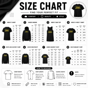 Size chart for Funny We'Re All Gonna Binance It with measurements in inches and cm to help choose the right fit