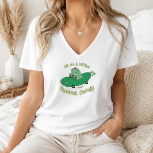 Hot Top Off On A Little Emotional Journey Frog In A Pickle Car V-Neck Shirt
